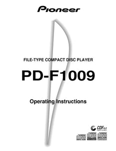 Pioneer PD-F1009 CD Player Owners Manual