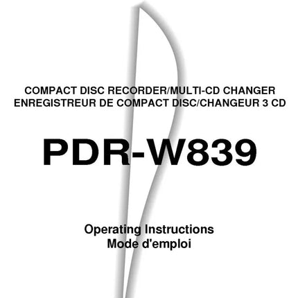 Pioneer PDR-W839 CD Player Owners Manual