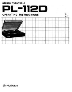 Pioneer PL-112D Turntable Owners Manual