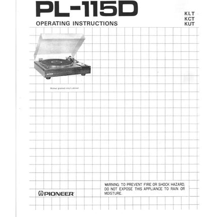 Pioneer PL-115D Turntable Owners Manual