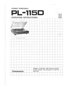 Pioneer PL-115D Turntable Owners Manual