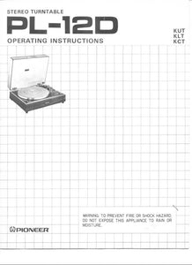 Pioneer PL-12D Turntable Owners Manual