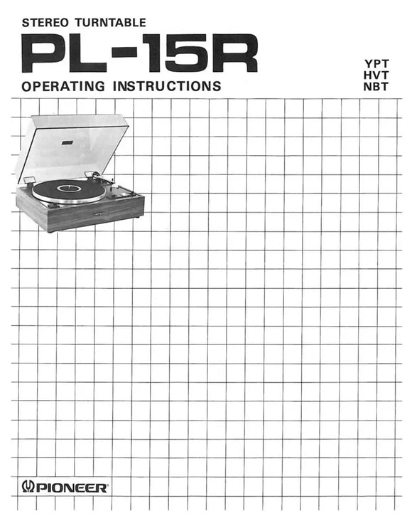 Pioneer PL-15R Turntable Owners Manual