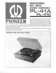 Pioneer PL-41C Turntable Owners Manual