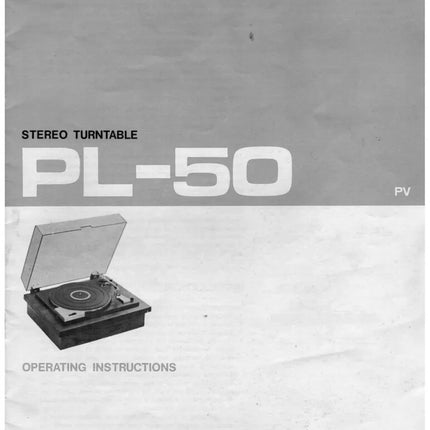 Pioneer PL-50 Turntable Owners Manual