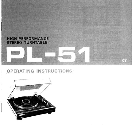 Pioneer PL-51 Turntable Owners Manual