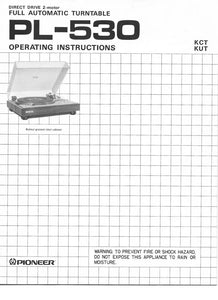 Pioneer PL-530 Turntable Owners Manual