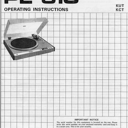 Pioneer PL-610 Turntable Owners Manual