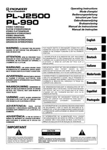 Pioneer PL-990 Turntable Owners Manual