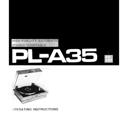 Pioneer PLA-35 Turntable Owners Manual