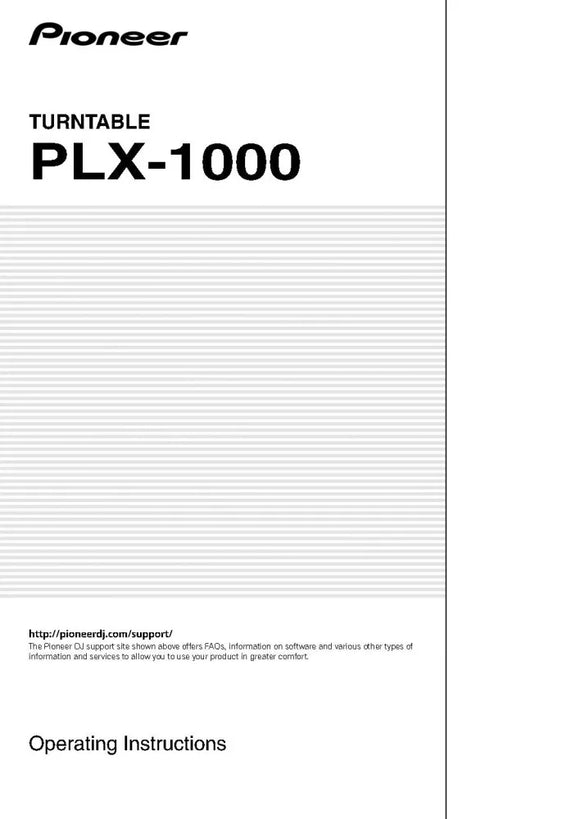 Pioneer PLX-1000 Turntable Owners Manual