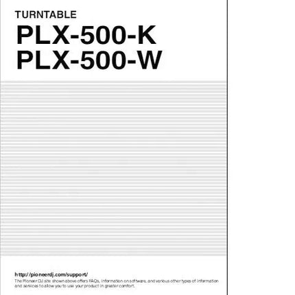 Pioneer PLX-500 Turntable Owners Manual