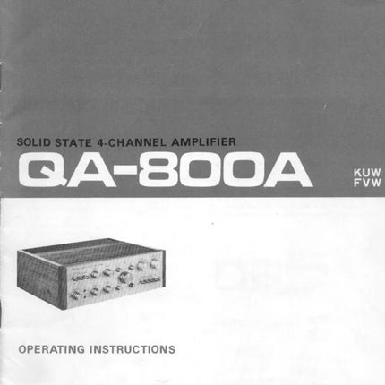 Pioneer QA-800A Amplifier Owners Manual