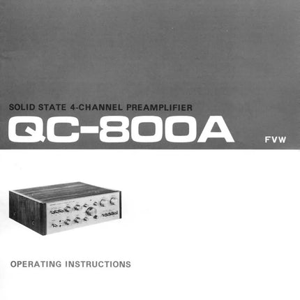 Pioneer QC-800A Amplifier Owners Manual