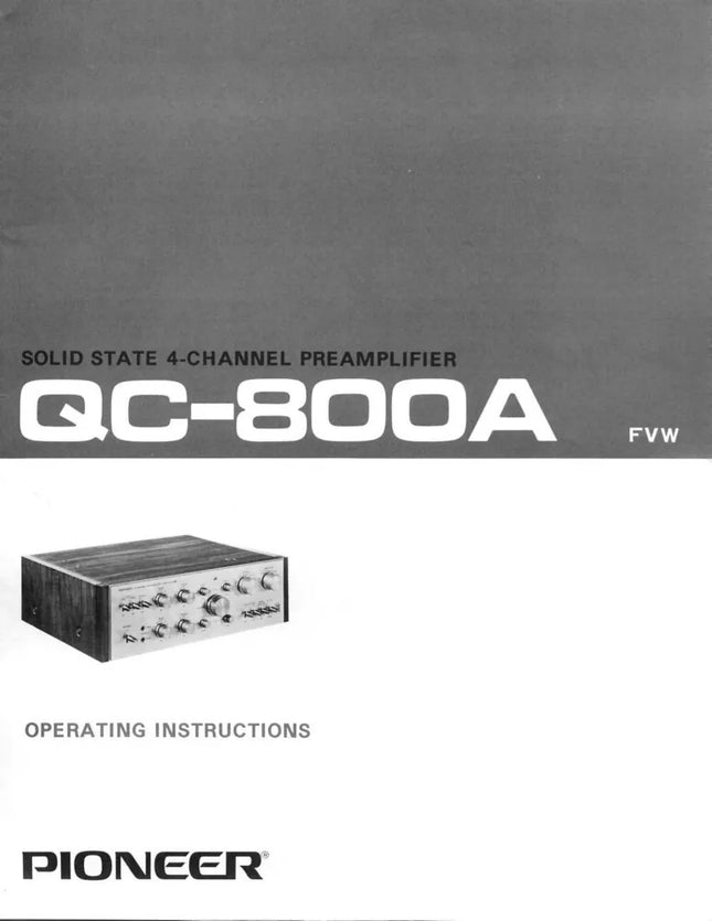 Pioneer QC-800A Amplifier Owners Manual