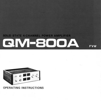 Pioneer QM-800A Amplifier Owners Manual