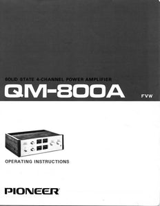 Pioneer QM-800A Amplifier Owners Manual