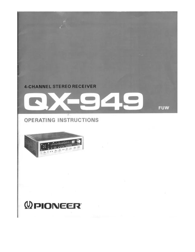 Pioneer QX-949 Receiver Owners Manual