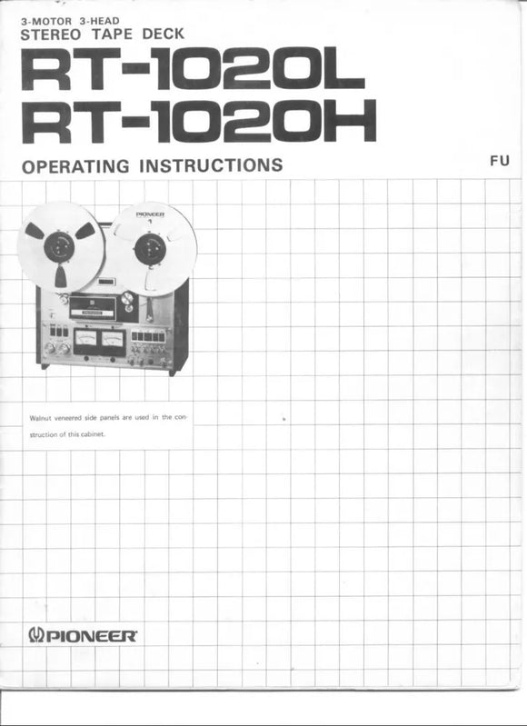 Pioneer RT-1020H Tape Deck Owners Manual