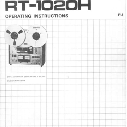 Pioneer RT-1020L Tape Deck Owners Manual