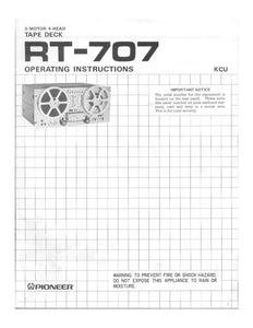 Pioneer RT-707 Tape Deck Owners Manual