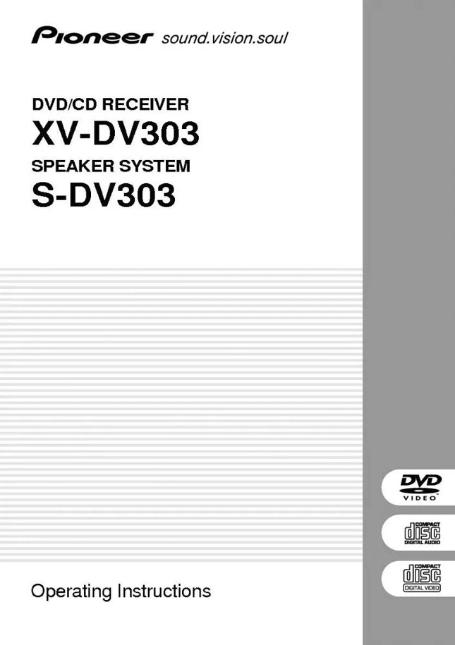 Pioneer S DV303 Receiver Owners Manual