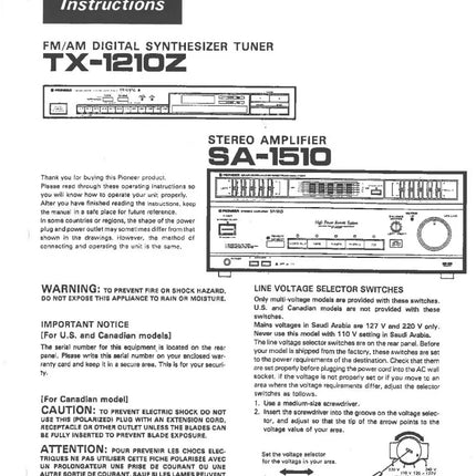 Pioneer SA-1510 Amplifier Owners Manual