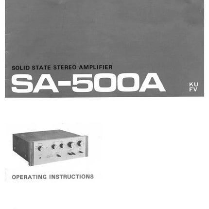 Pioneer SA-500A Amplifier Owners Manual