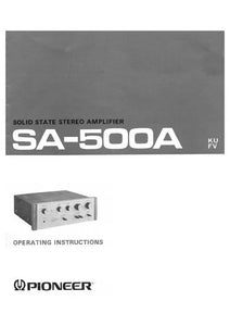 Pioneer SA-500A Amplifier Owners Manual