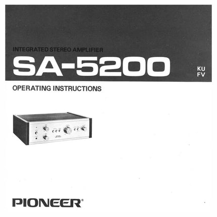 Pioneer SA-5200 Amplifier Owners Manual