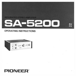 Pioneer SA-5200 Amplifier Owners Manual