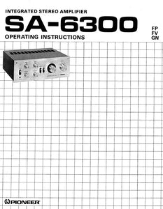 Pioneer SA-6300 Amplifier Owners Manual