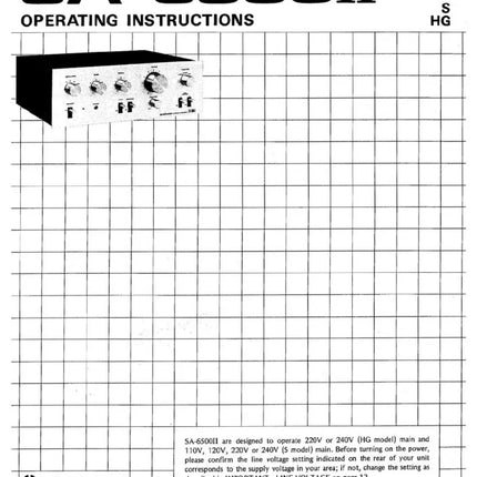 Pioneer SA-6500II Amplifier Owners Manual