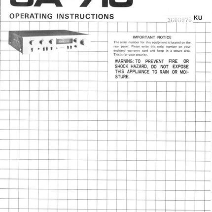 Pioneer SA-710 Amplifier Owners Manual