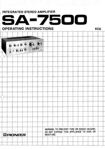 Pioneer SA-7500 Amplifier Owners Manual