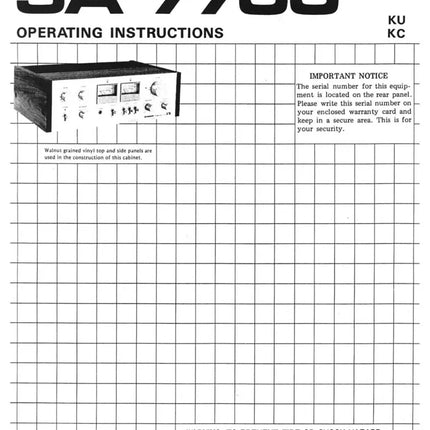 Pioneer SA-7700 Amplifier Owners Manual