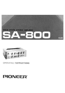 Pioneer SA-800 Amplifier Owners Manual