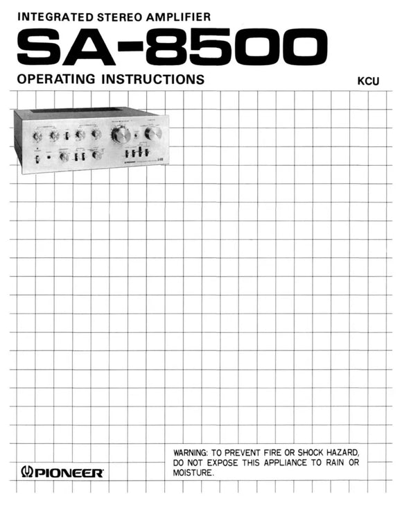 Pioneer SA-8500 Amplifier Owners Manual