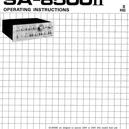 Pioneer SA-8500II Amplifier Owners Manual