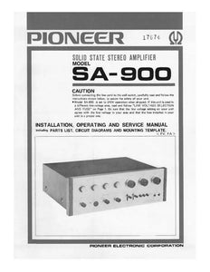 Pioneer SA-900 Amplifier Owners Manual