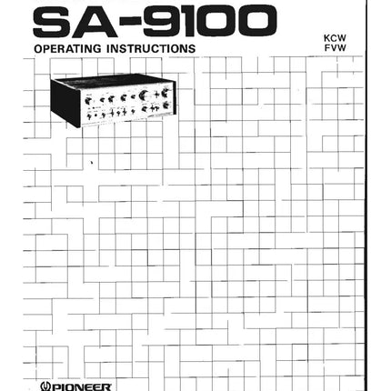 Pioneer SA-9100 Amplifier Owners Manual
