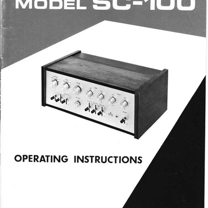 Pioneer SC-100 Receiver Owners Manual