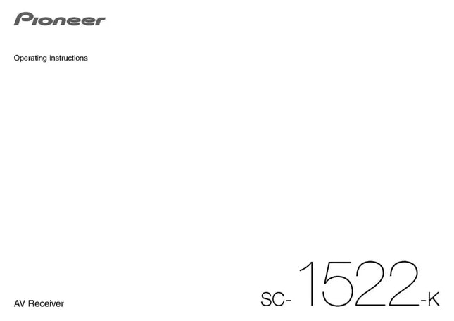 Pioneer SC-1522 K Receiver Owners Manual