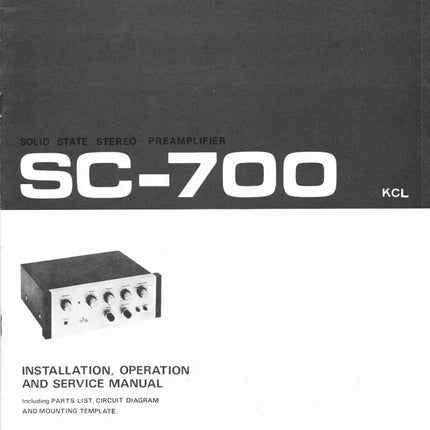Pioneer SC-700 Receiver Owners Manual