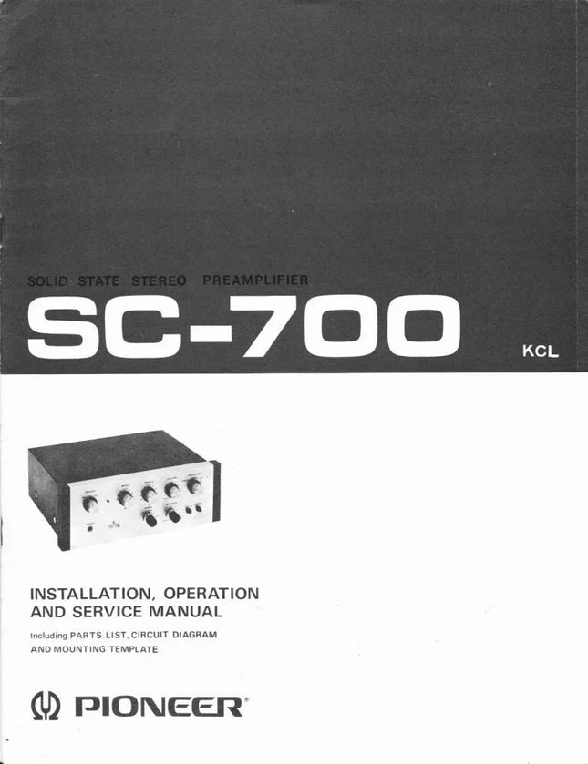 Pioneer SC-700 Receiver Owners Manual