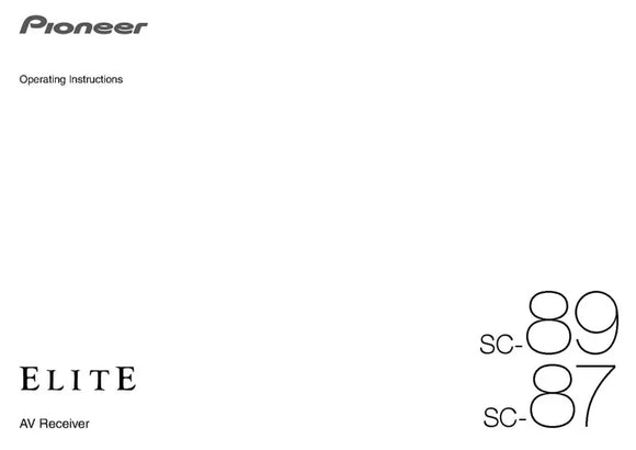 Pioneer SC-87 Receiver Owners Manual