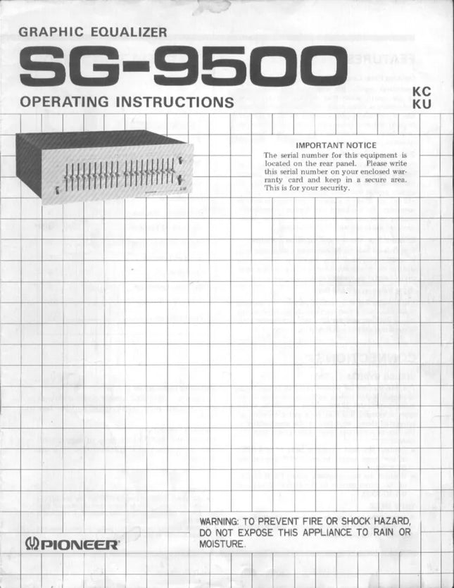 Pioneer SG-9500 Receiver Owners Manual