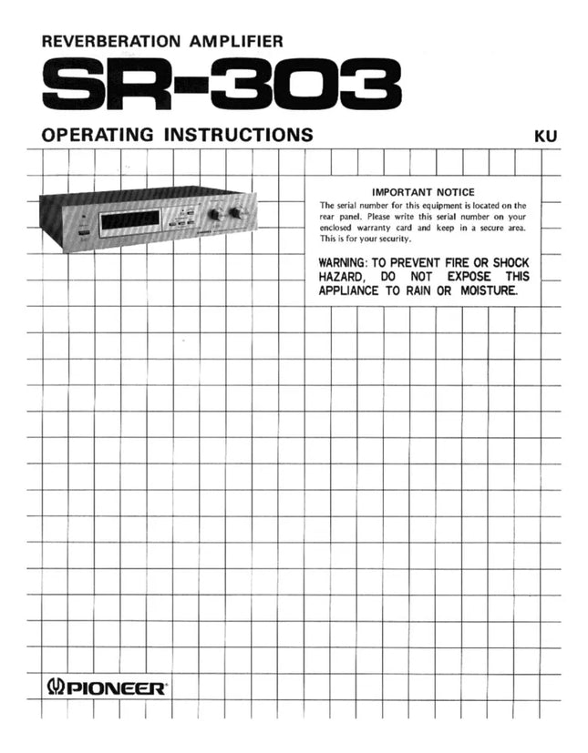 Pioneer SR-303 Receiver Owners Manual