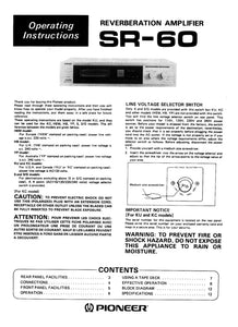 Pioneer SR-60 Receiver Owners Manual