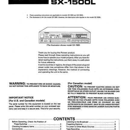 Pioneer SX-1500 Receiver Owners Manual